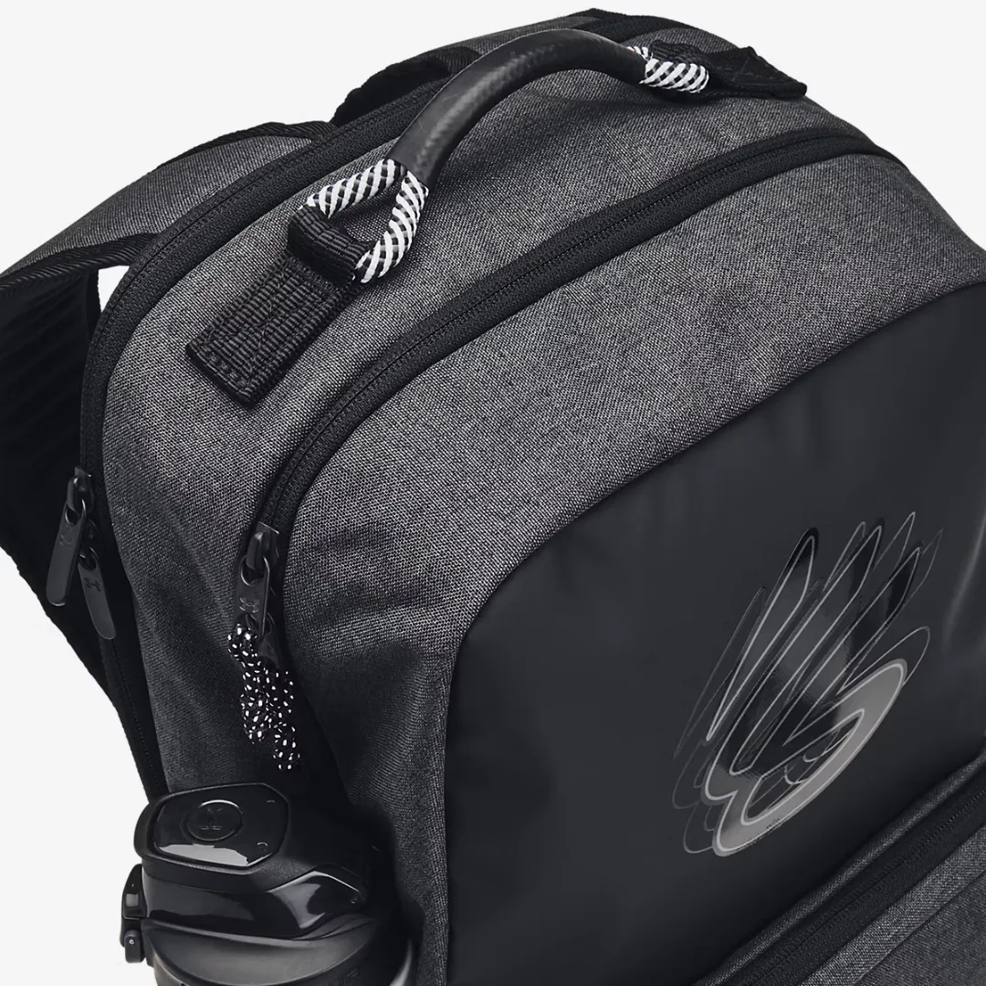 UNDER ARMOUR CURRY SPLASH BACKPACK BLACK JET GRAY FULL HEATHER