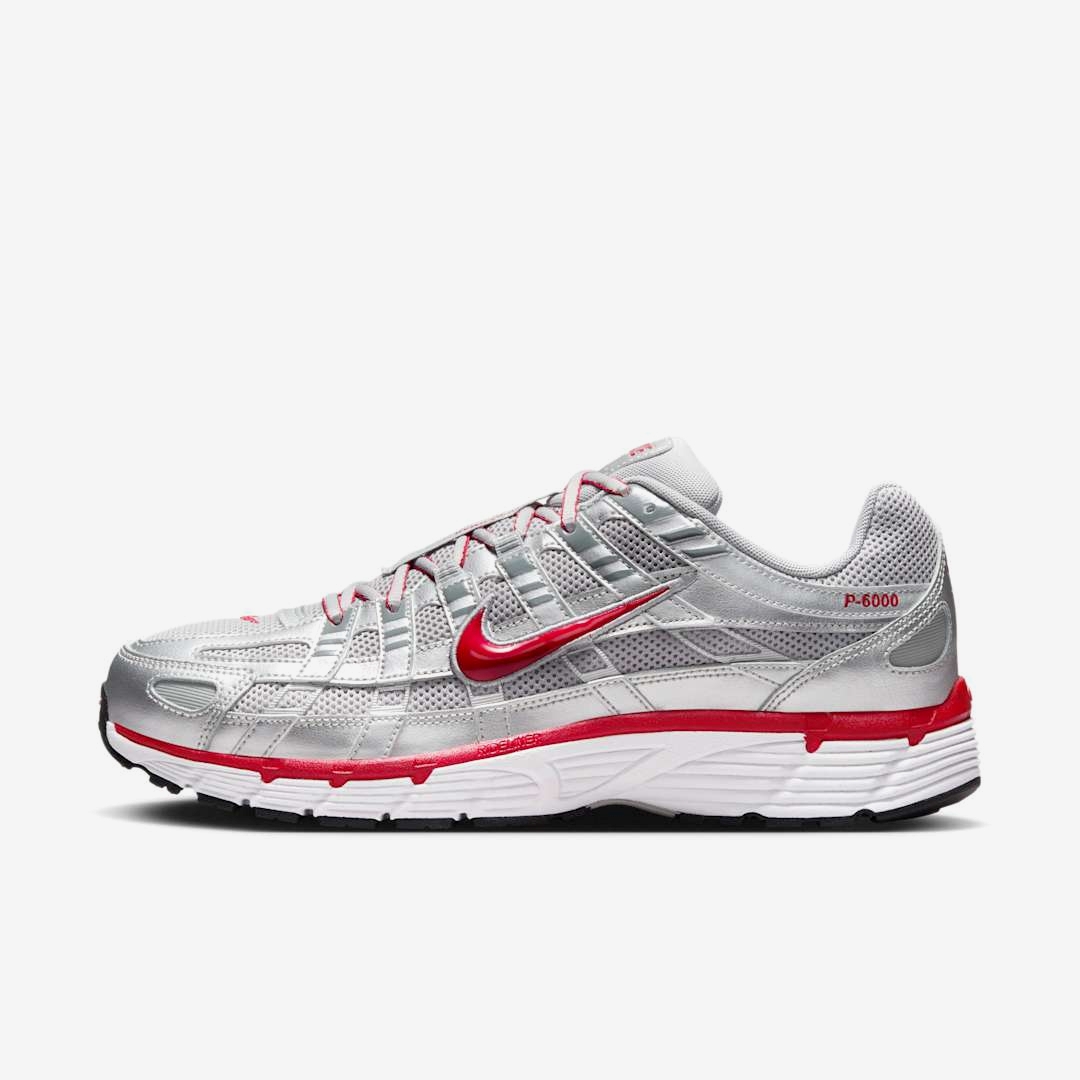 NIKE P-6000 METALLIC SILVER GYM RED