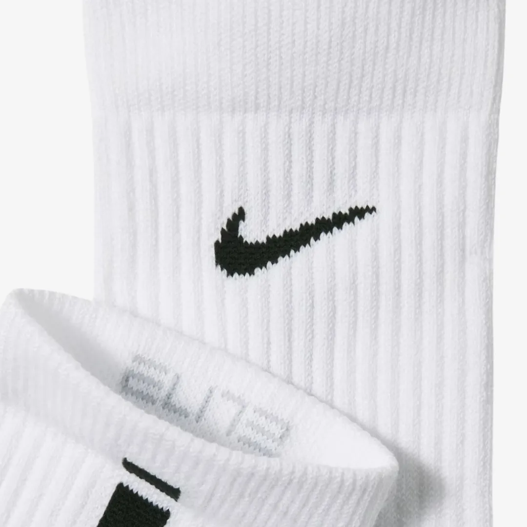 NIKE ELITE 2.0 CUSHIONED CREW SOCKS WHITE BLACK