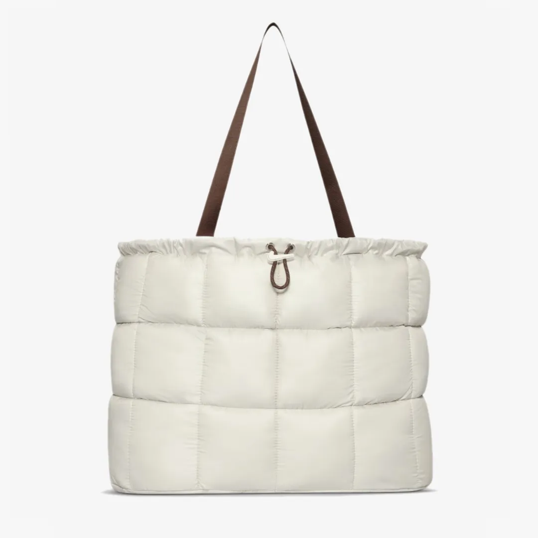 NIKE SPORTSWEAR PUFFLE TOTE BAG LIGHT BONE MINK BROWN SAIL