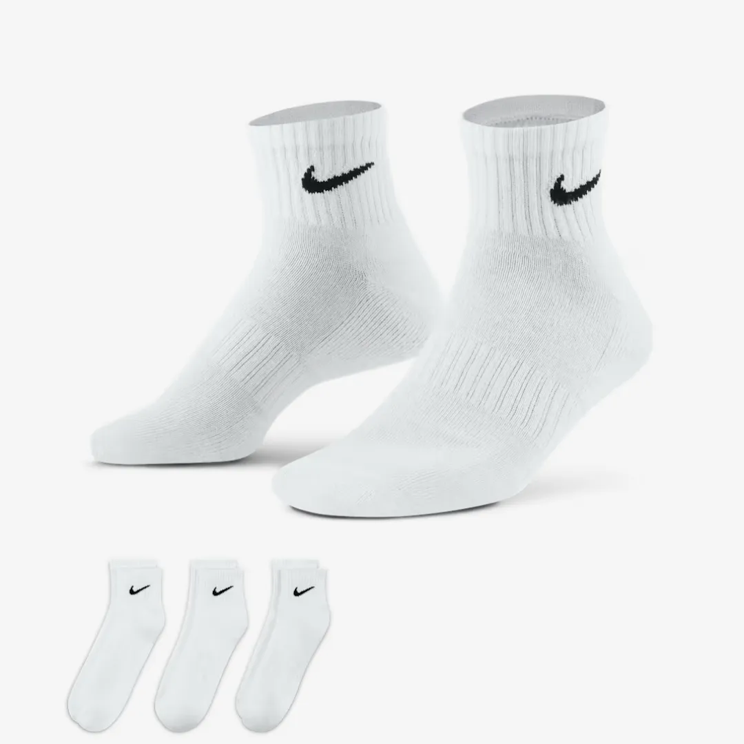 NIKE EVERYDAY CUSHIONED TRAINING ANKLE SOCKS (3 PAIRS) WHITE