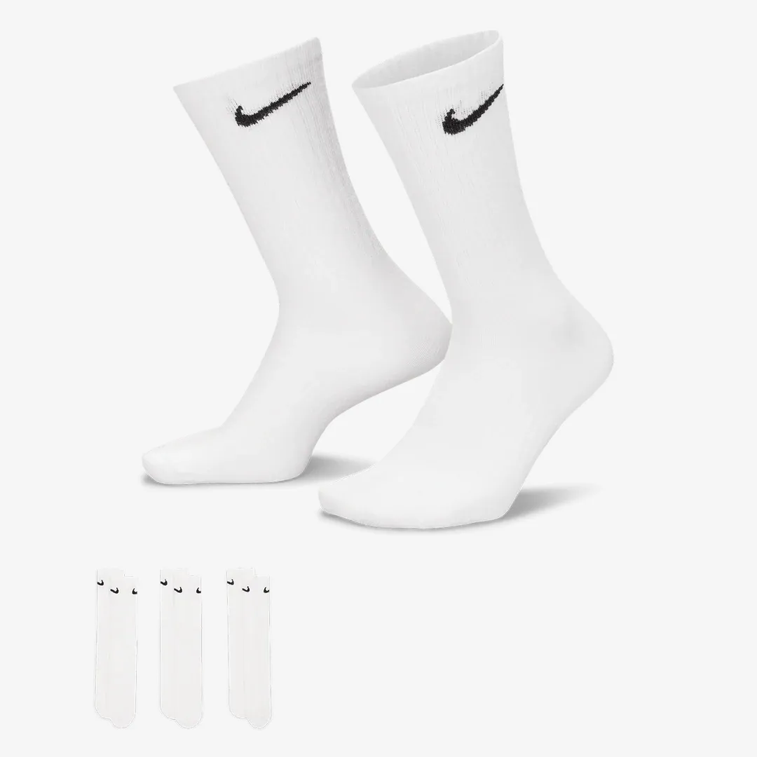NIKE EVERYDAY LIGHTWEIGHT TRAINING CREW SOCKS (3 PAIRS) WHITE
