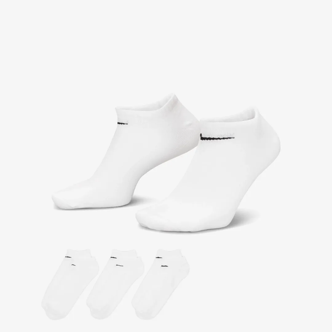 NIKE EVERYDAY LIGHTWEIGHT TRAINING NO-SHOW SOCKS (3 PAIRS) WHITE