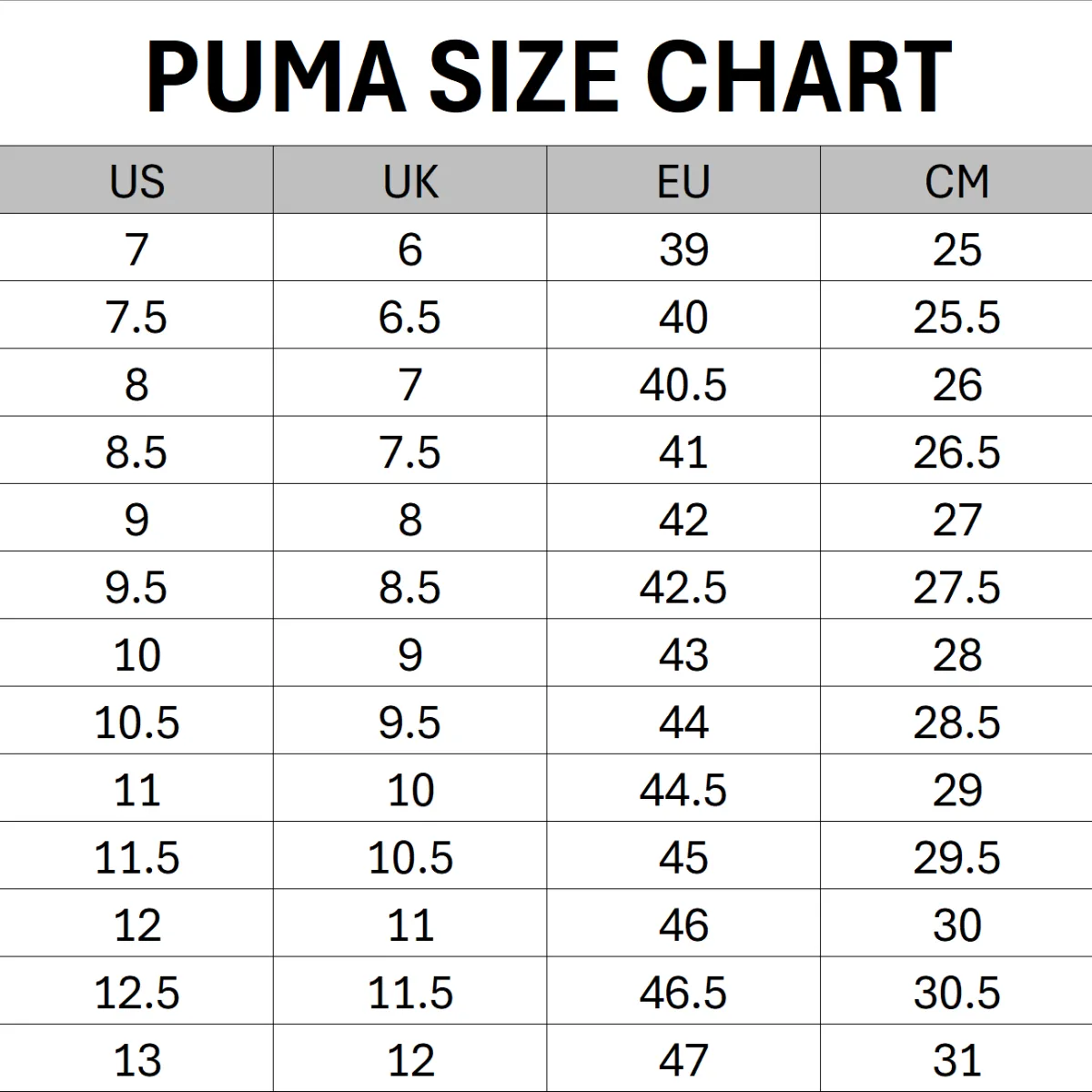Size Chart