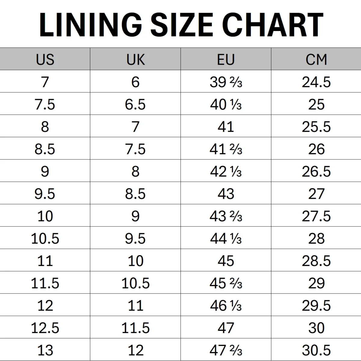 Size Chart