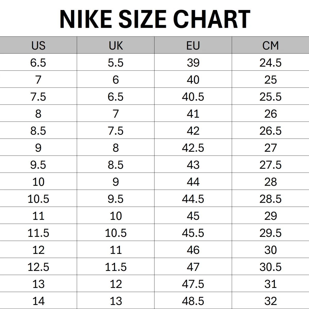 Size Chart