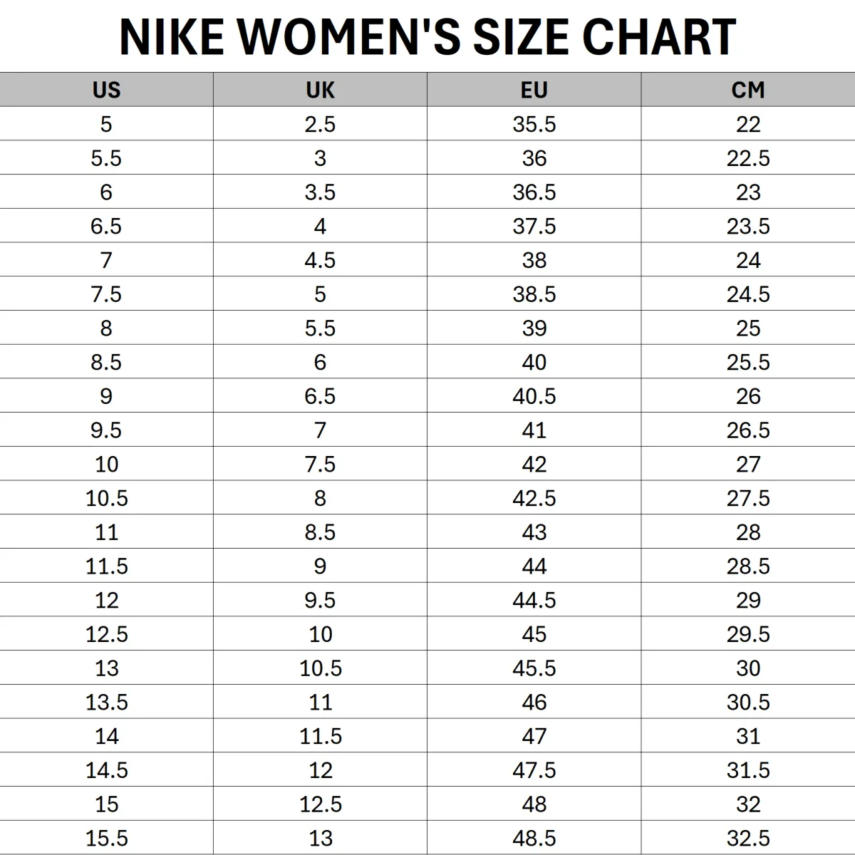 Size Chart