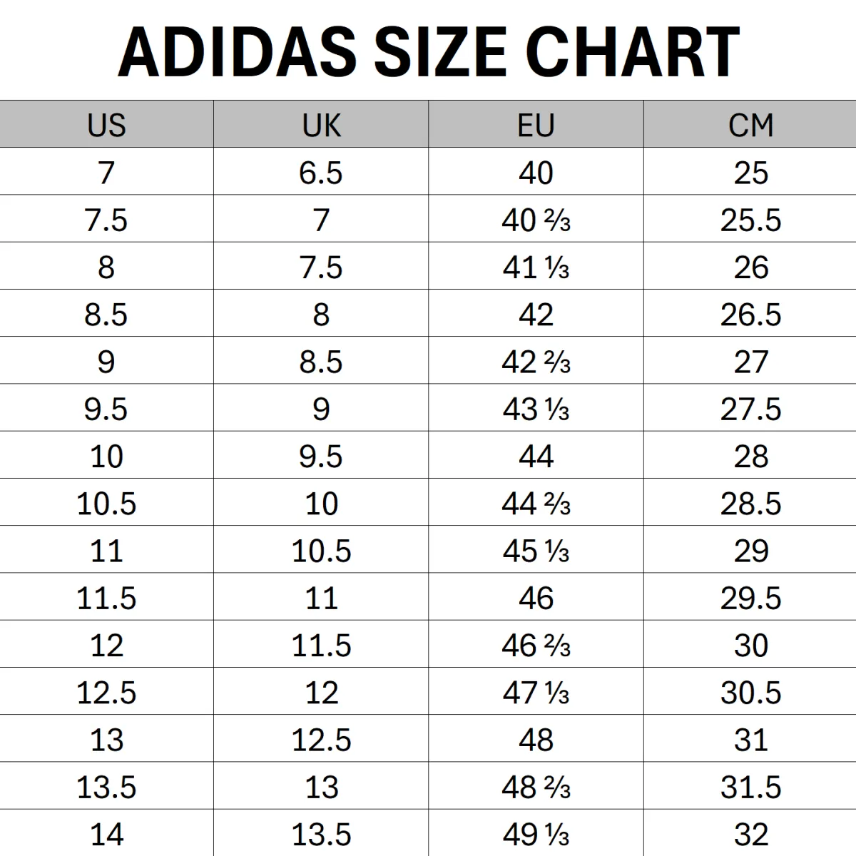 Size Chart
